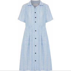 Solid & Striped The Pool Shirt Dress blue cotton ticking button down size large